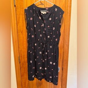 LOFT Navy  dress with Pink Floral Design